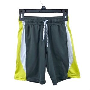French Toast Boys Athletic Shorts Gray Lime Green White Soft Drawstring Short 5